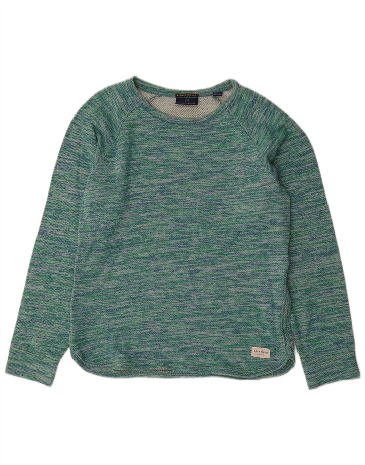 SCOTCH & SODA Pull col bateau pour femme UK 16 Large Vert moucheté