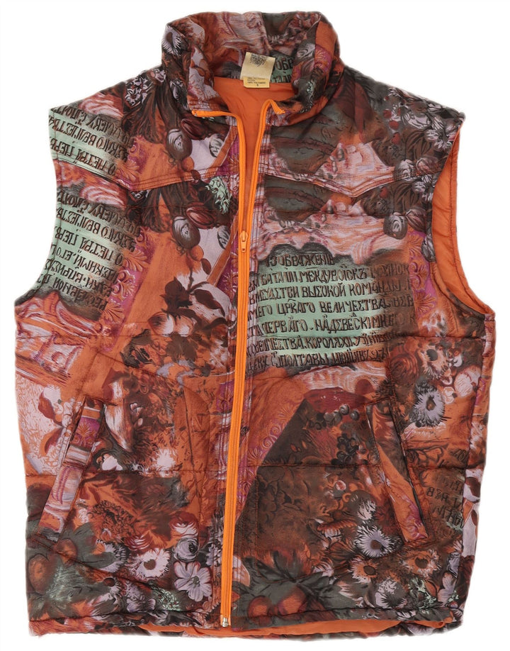 REPRISE Gilet matelassé graphique pour homme UK 36 petit motif floral multicolore
