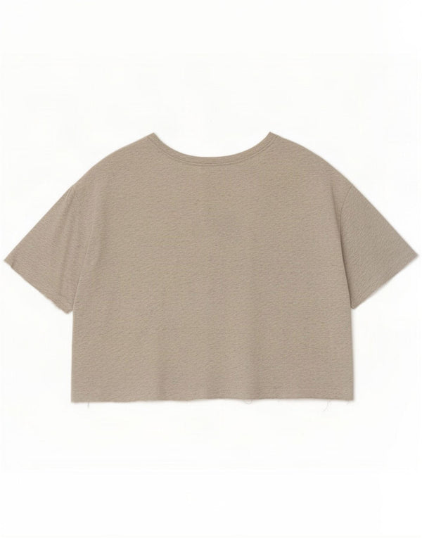 Nike Womens Crop Loose Fit Graphic T-Shirt Top UK 16 Large Grey Flecked