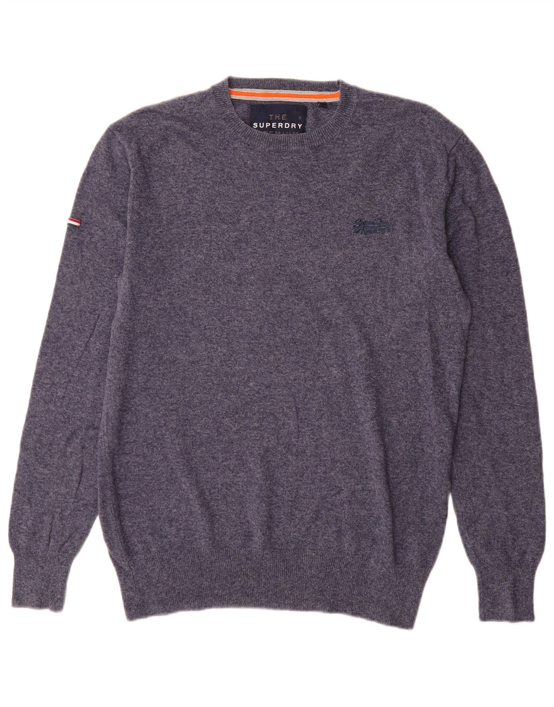Superdry Pull à col rond en coton bleu marine moyen