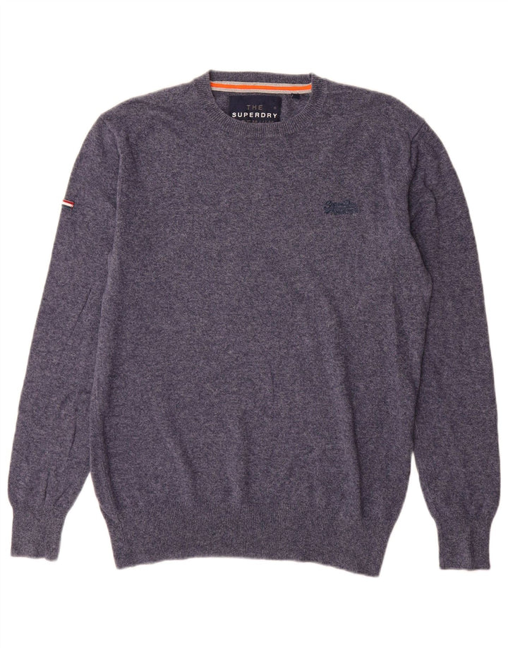 Superdry Pull à col rond en coton bleu marine moyen