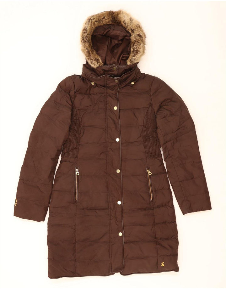 JOULES Manteau rembourré à capuche pour femme UK 10 Petit Marron Polyester