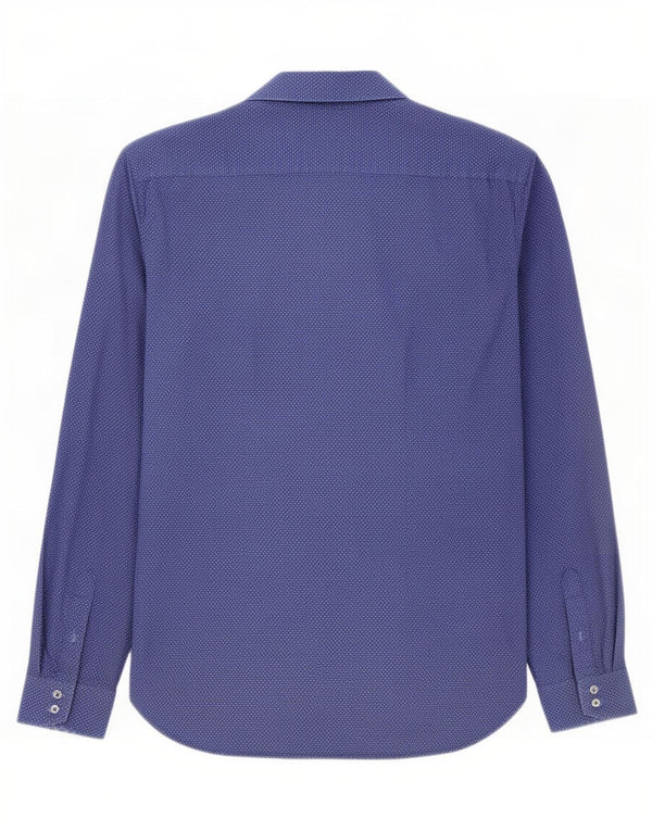 Ted Baker Chemise homme Taille 15 Coton tacheté bleu marine moyen