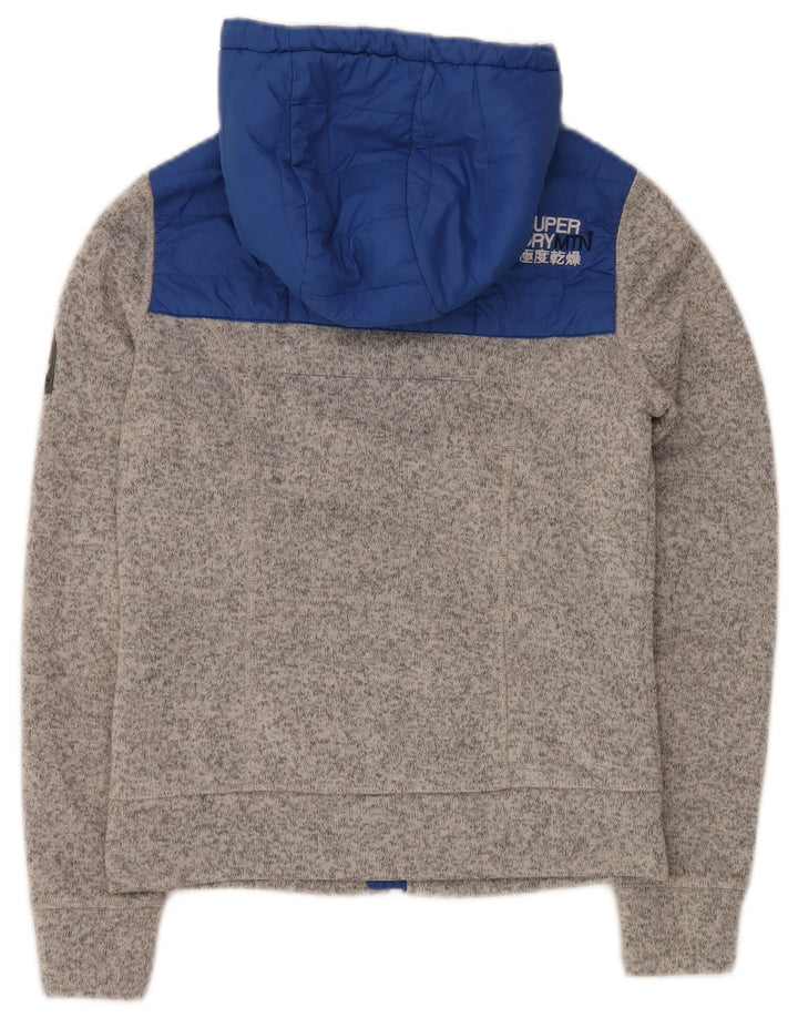 SUPERDRY Veste bomber à capuche pour femme UK 10 Small Gris Colourblock