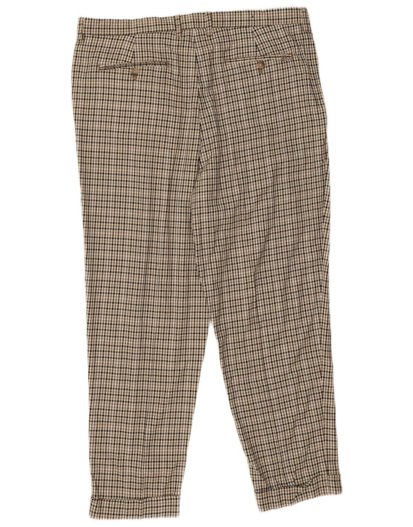 Zara Pantalon Chino Pegged Homme EU 46 XL W36 L27 Marron Pied-de-poule Viscose