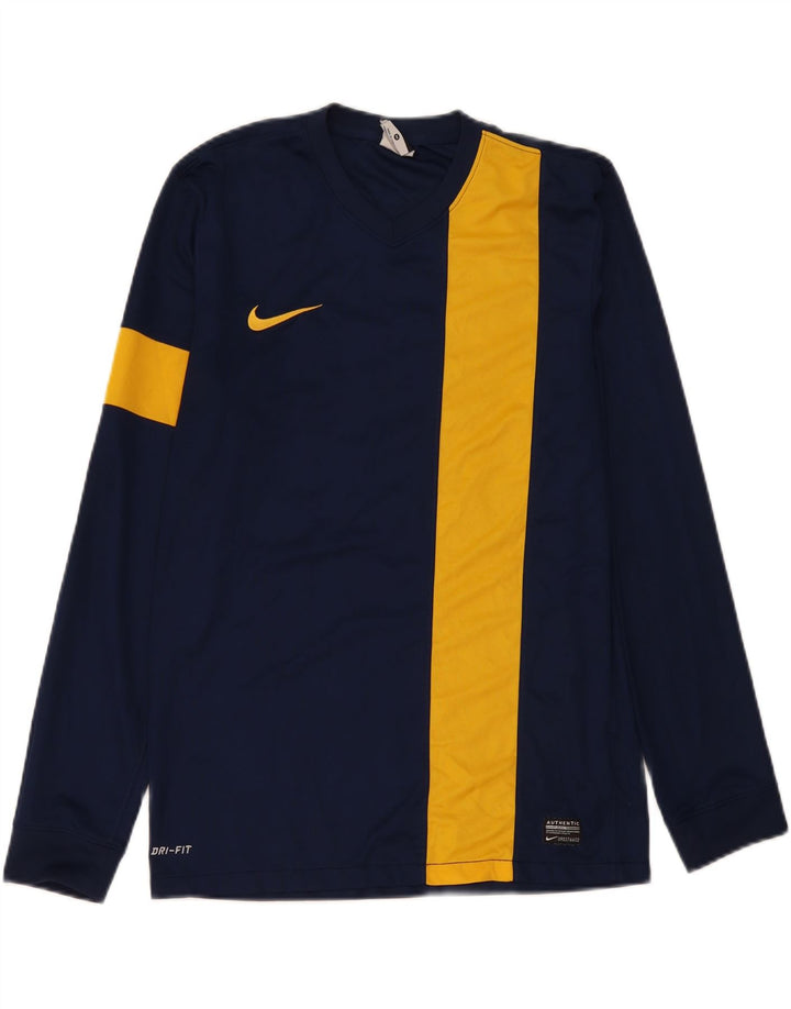 NIKE Haut Dri Fit Graphic à manches longues pour homme Bleu marine moyen Colourblock
