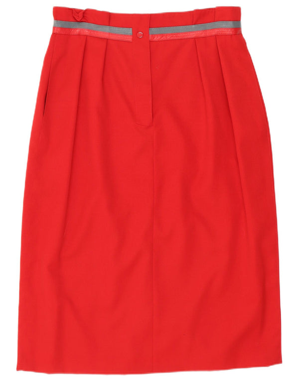 De Pletrl Jupe Crayon Taille Haute Femme IT 44 Medium W26 Laine Vierge Rouge