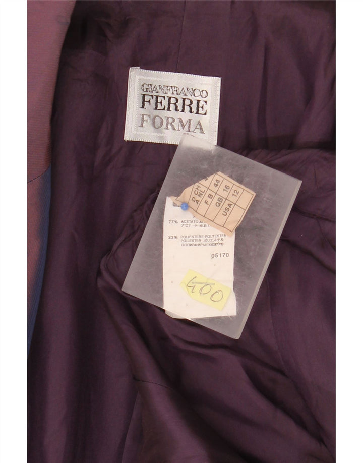 GIANFRANCO FERRE Veste Blazer 2 Boutons Femme UK 16 Grand Violet Floral