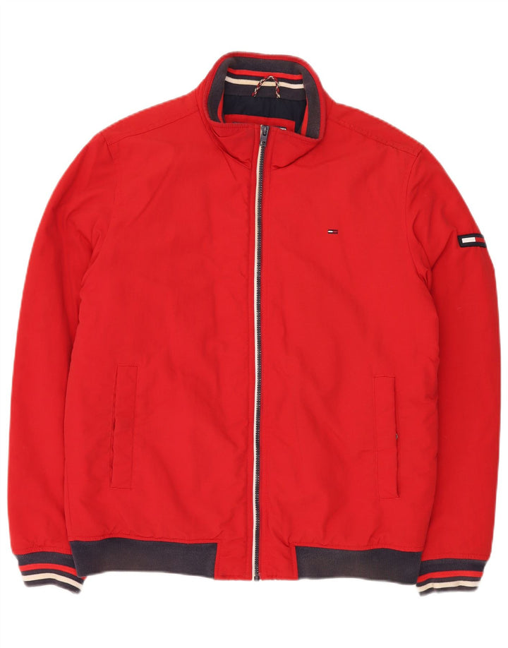 TOMMY HILFIGER Veste Bomber Homme UK 40 Large Rouge Polyamide