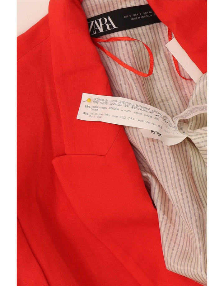 Zara Veste blazer coupe ample pour femme UK 10 Petite viscose rouge