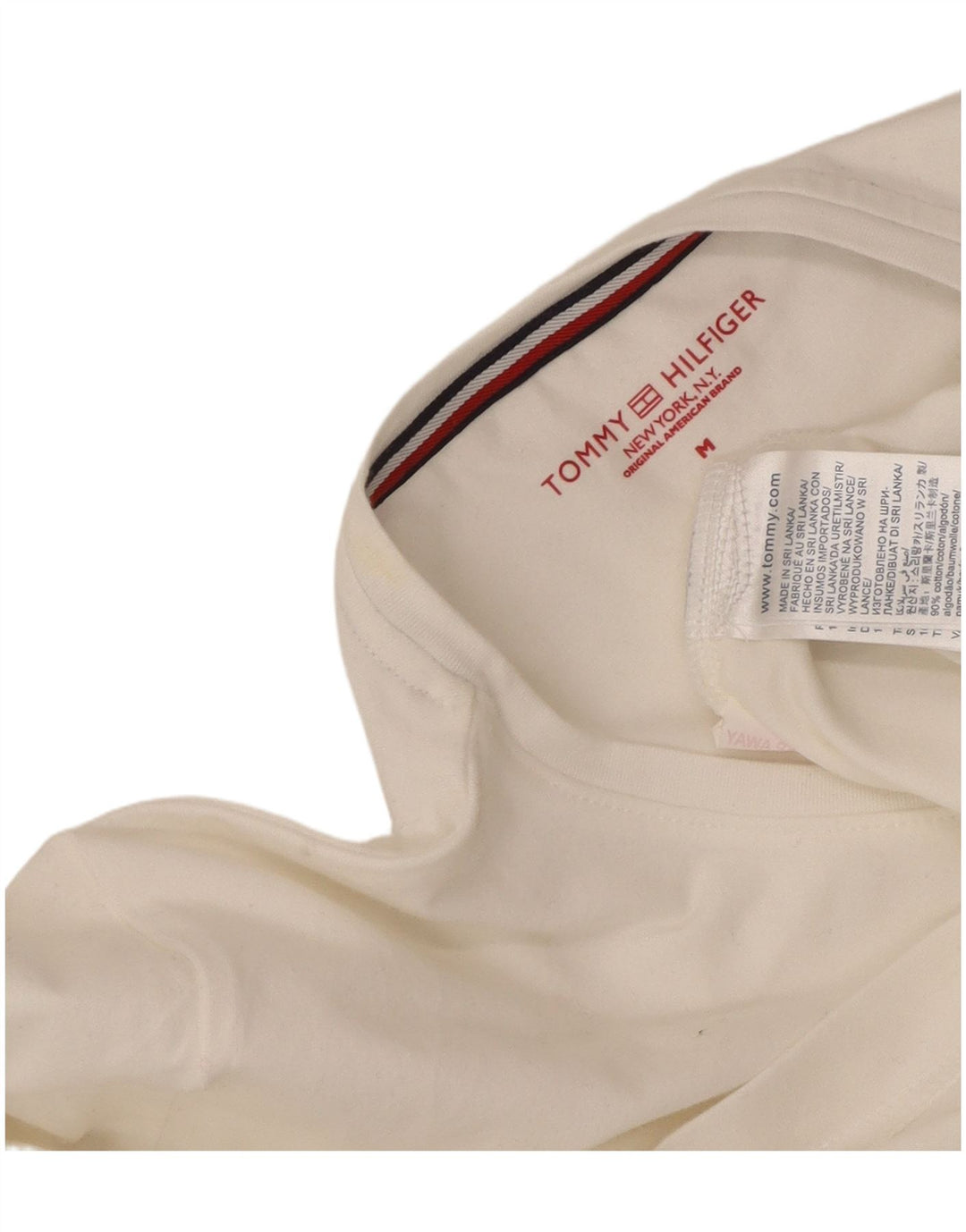 TOMMY HILFIGER T-Shirt Femme Top UK 14 Coton Blanc Moyen