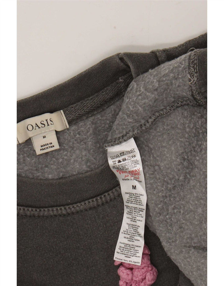 Oasis Sweat-shirt graphique pour femme UK 14 Gris moyen Coton