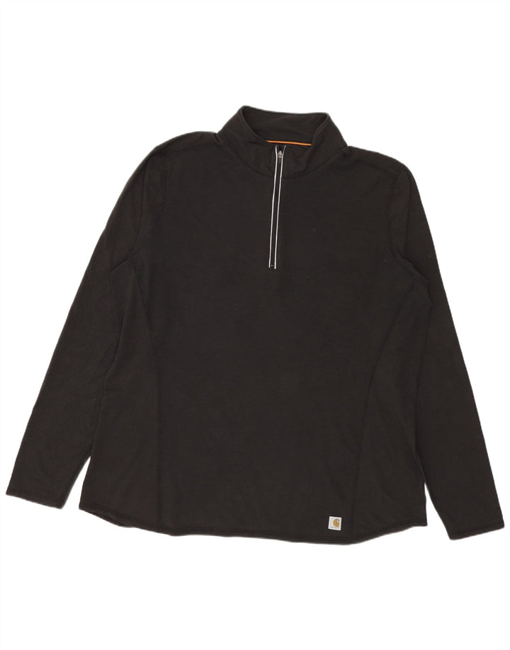 Carhartt Haut à col zippé et manches longues pour femme US 16/18 XL Noir Polyester