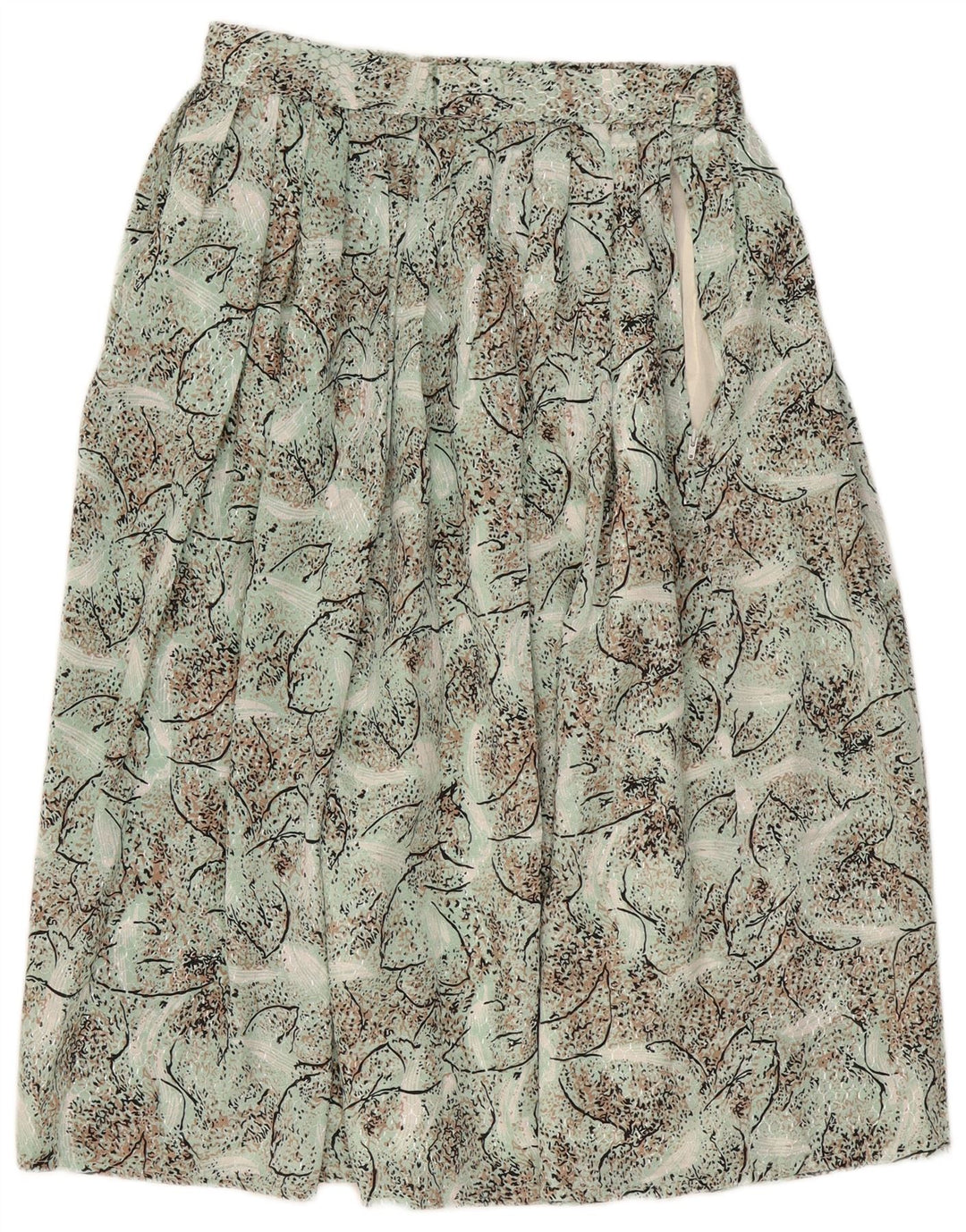 jupe plissée à motif abstrait vintage pour femmes W28 Vert moyen
