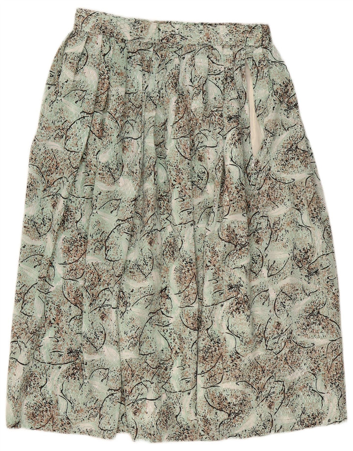 jupe plissée à motif abstrait vintage pour femmes W28 Vert moyen