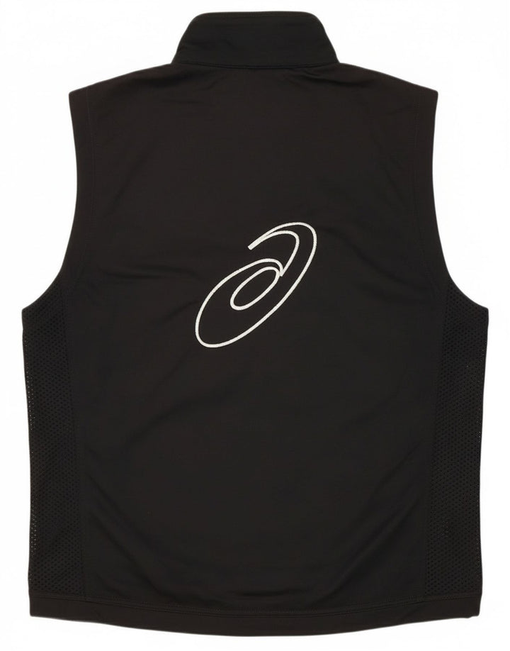 Asics Veste de survêtement sans manches graphique pour hommes, grand noir