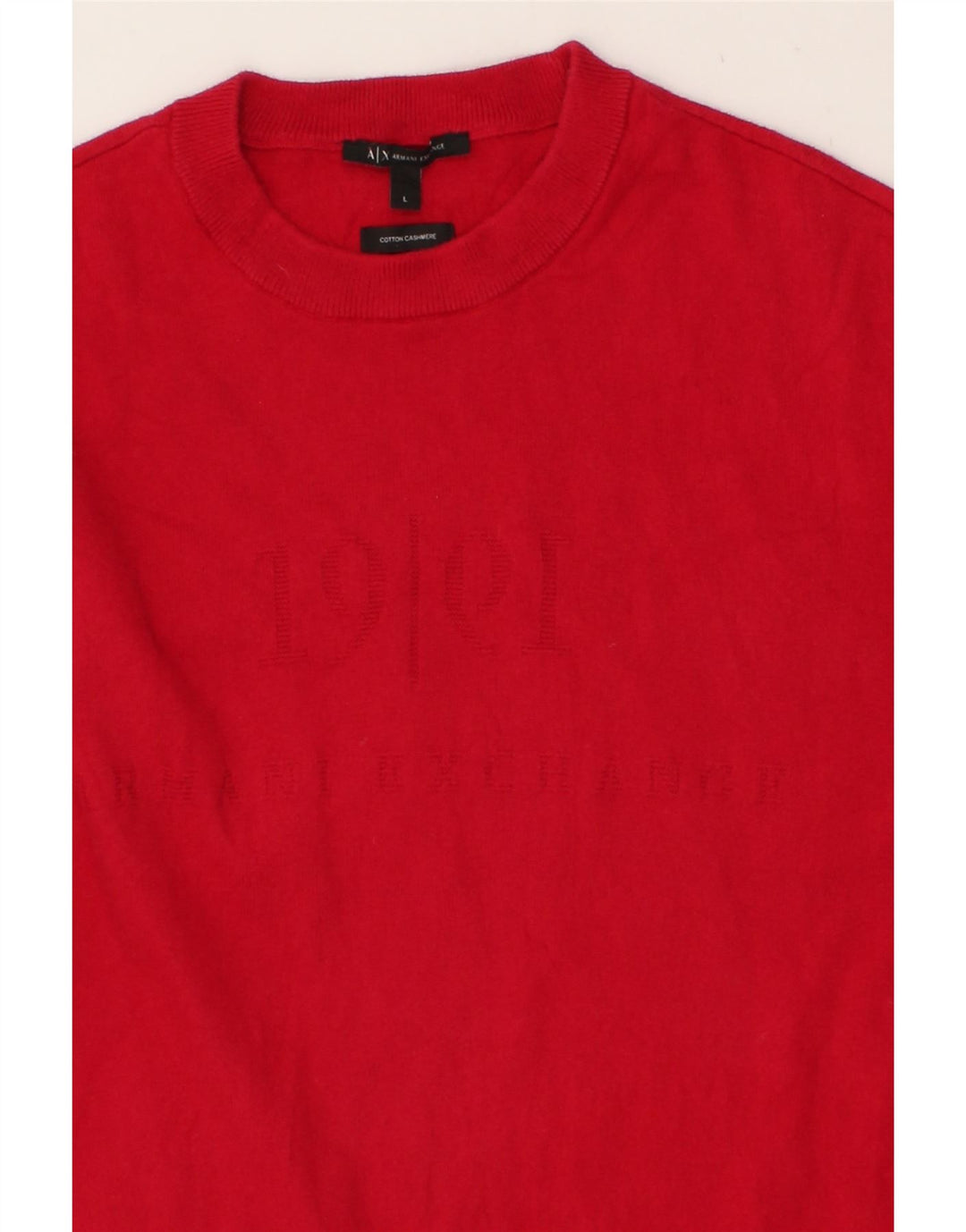 ARMANI EXCHANGE Pull graphique à col rond pour homme en coton rouge Large