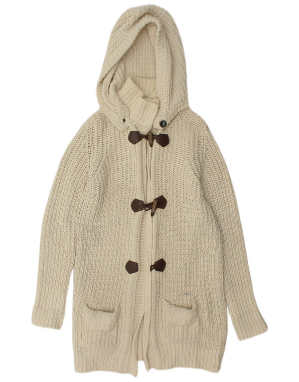 WOOLRICH Cardigan long surdimensionné pour femme UK 10 Petit Blanc cassé