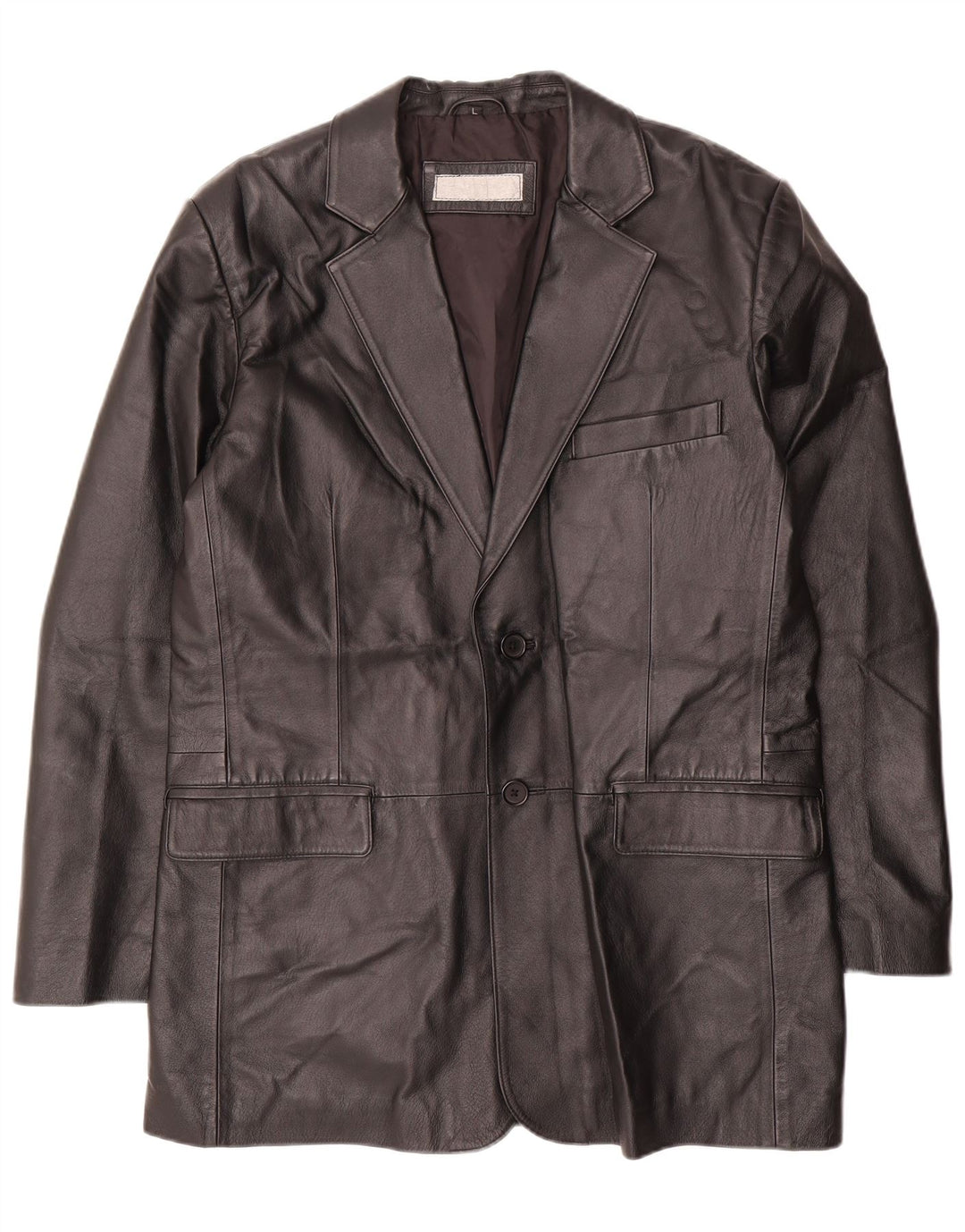 VINTAGE Veste blazer en cuir à 2 boutons pour homme UK 40 Grand Noir