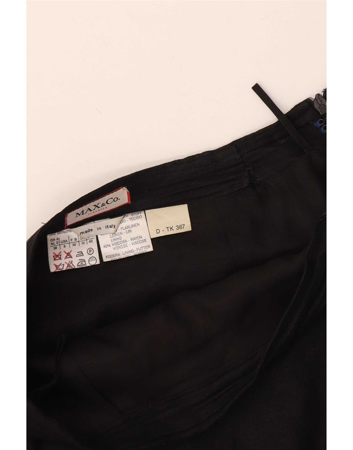 Max & Co. Mini jupe femme UK 10 Small W28 Lin noir