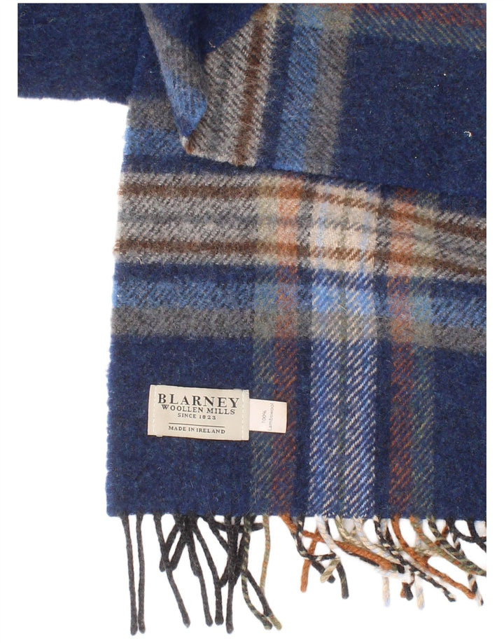 Blarney Écharpe rectangulaire pour homme Taille unique Bleu Plaid Laine d'agneau Classique