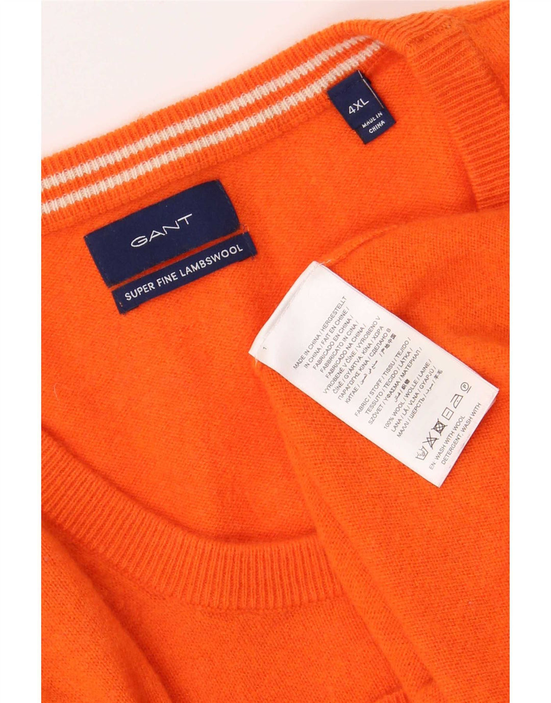 Gant Pull à col rond pour homme 4XL Orange en laine d'agneau