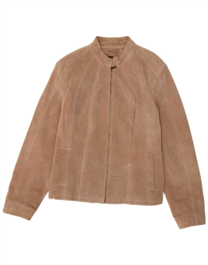 Zarro Blouson Bomber En Daim Femme IT 52 2XL Cuir Beige