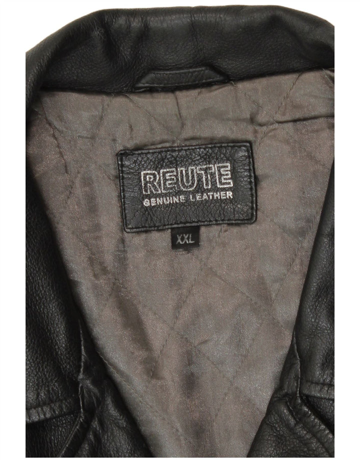 Veste en cuir homme vintage UK 44 2XL Cuir noir