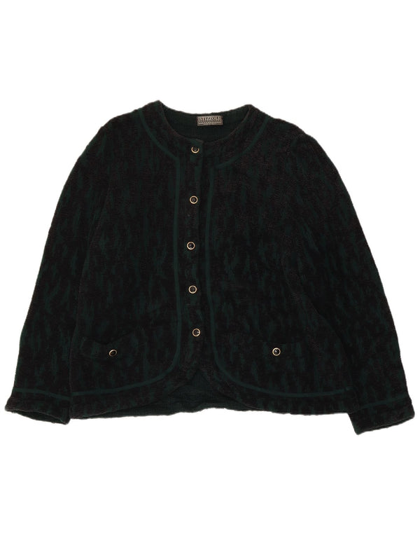 STIZZOLI Femme Cardigan à Motif Abstrait Pull IT 52 2XL Vert Laine