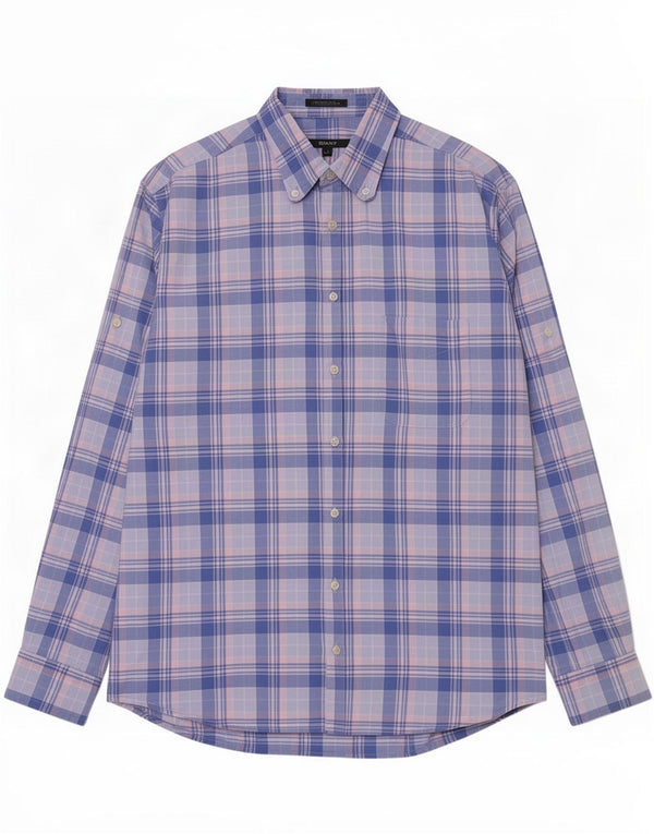 Gant Chemise Regular Fit Grand Carreau Bleu Coton Homme