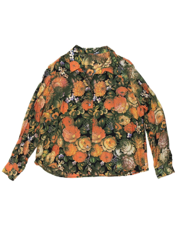 Chemise femme vintage UK 16 Grand Orange Floral