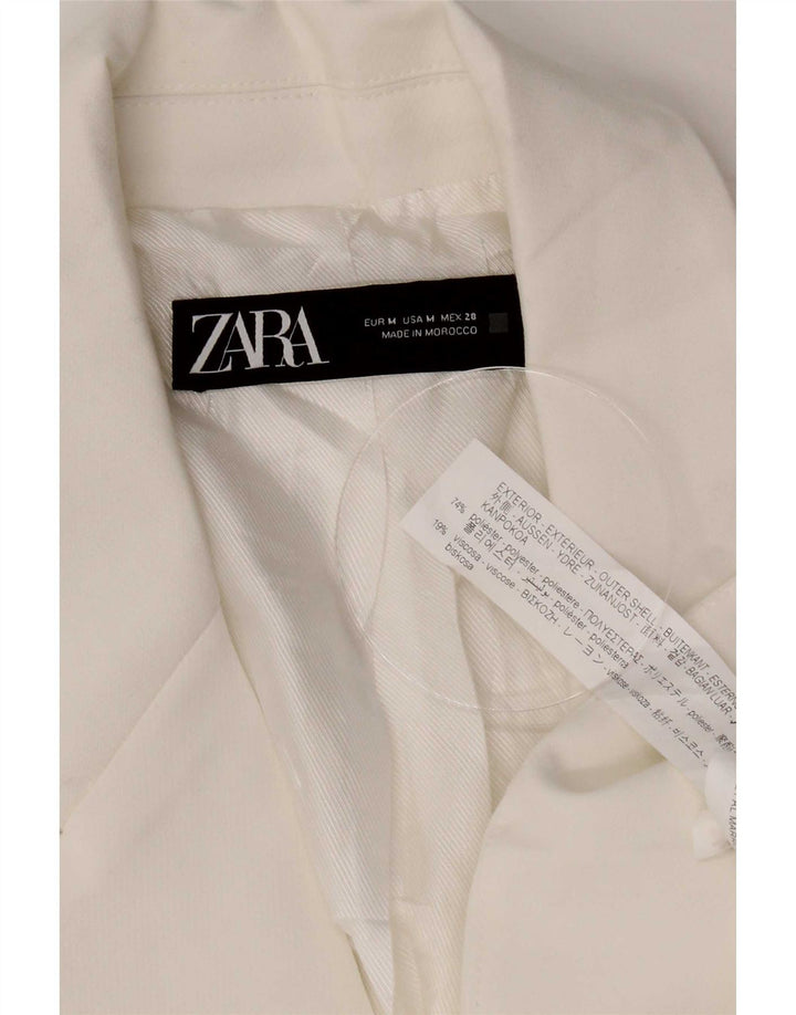 Zara Veste Blazer 1 Bouton Femme UK 14 Polyester Blanc Moyen