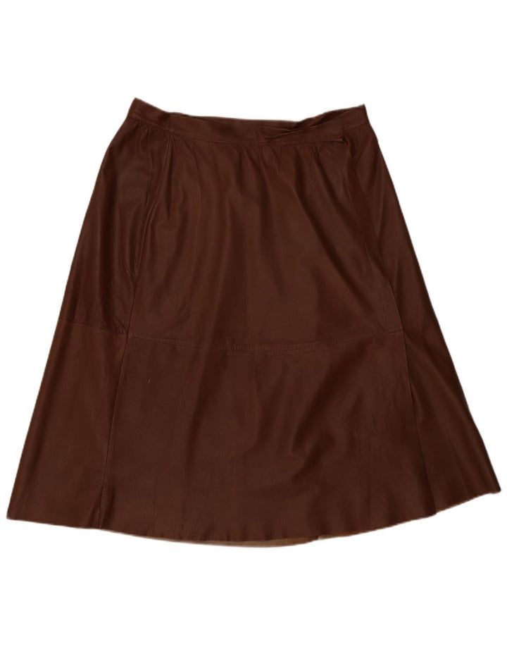 jupe portefeuille en cuir femme vintage W34 Grand Marron