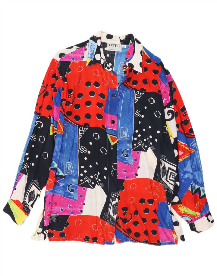 VINTAGE Chemisier Femme EU 44/46 XL Patchwork Multicolore Viscose