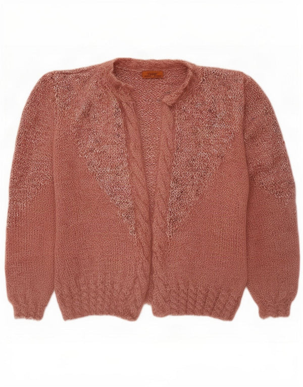 vintage Femmes Surdimensionné Ouvert Cardigan Pull UK 18 XL Rose Moucheté