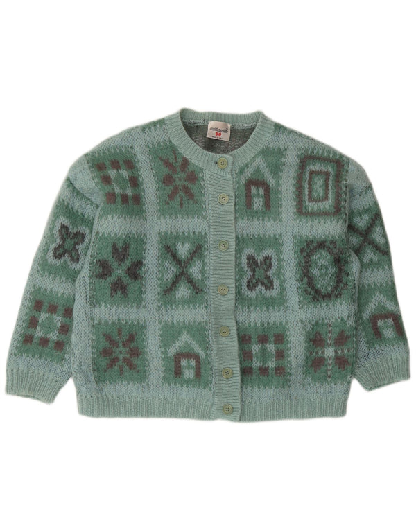 vintage Femme Cardigan Pull IT 48 XL Vert Fair Isle