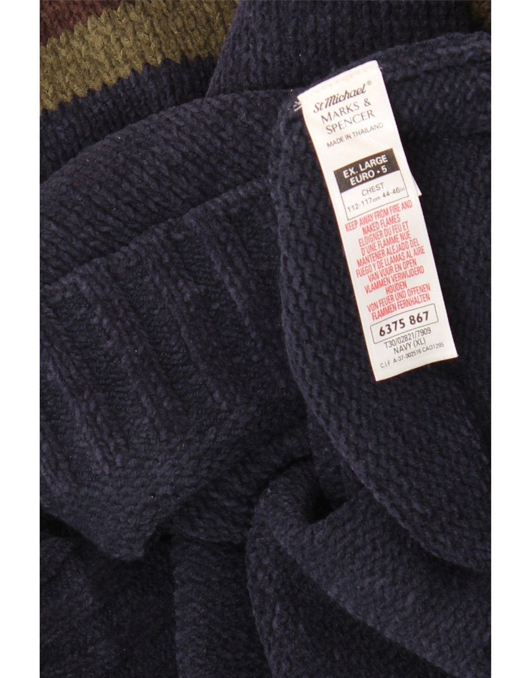 Marks & Spencer Pull col roulé pour homme XL Bleu marine Colourblock
