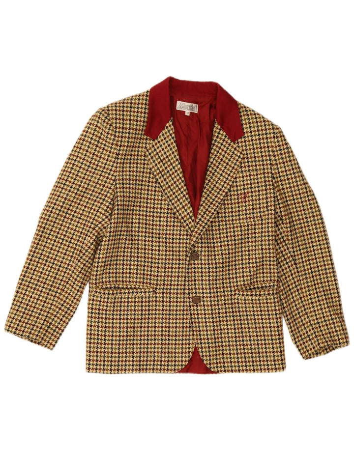 vintage Femme 2 Bouton Blazer Veste IT 42 Pied-de-poule Beige Moyen