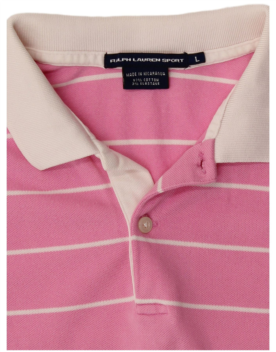 RALPH LAUREN Polo Femme UK 14 Grand Coton Rayé Rose