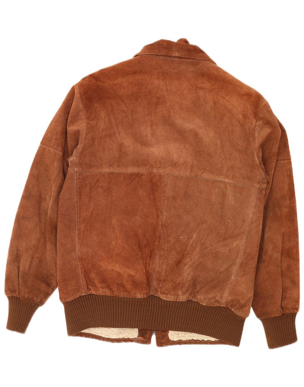 Piccini Veste Bomber En Daim Homme IT 48 Cuir Marron Moyen Rétro