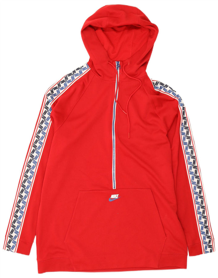 Nike Pull à capuche graphique avec col zippé en polyester color block rouge moyen pour homme
