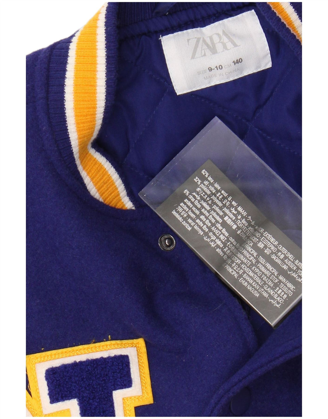 ZARA Veste universitaire graphique New York Crocodiles pour fille 9-10 ans Bleu marine