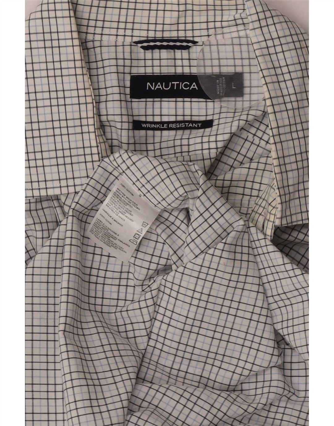 Nautica Chemise Homme Grand Carreau Blanc Coton