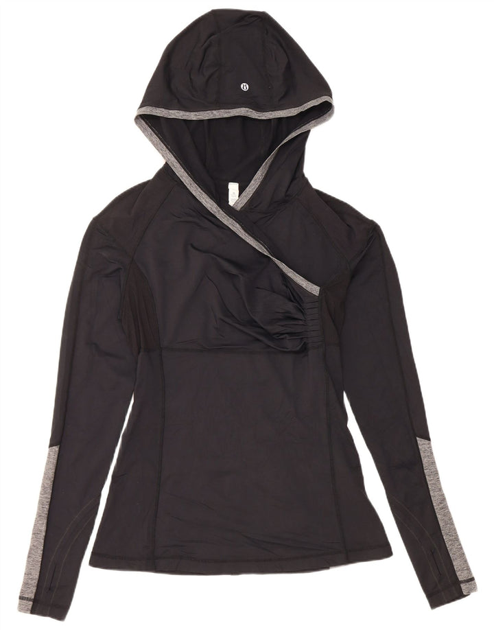 Lululemon Haut à capuche à manches longues pour femme US 8 Medium Noir Colorblock Nylon