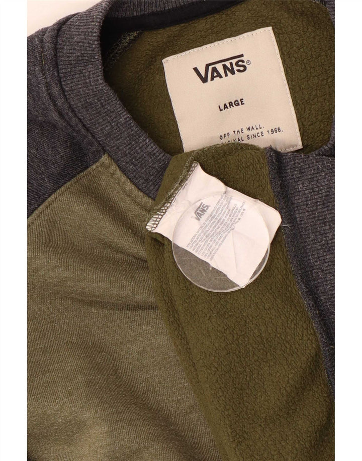 Vans Sweat-shirt pour homme en coton color block Kaki Large