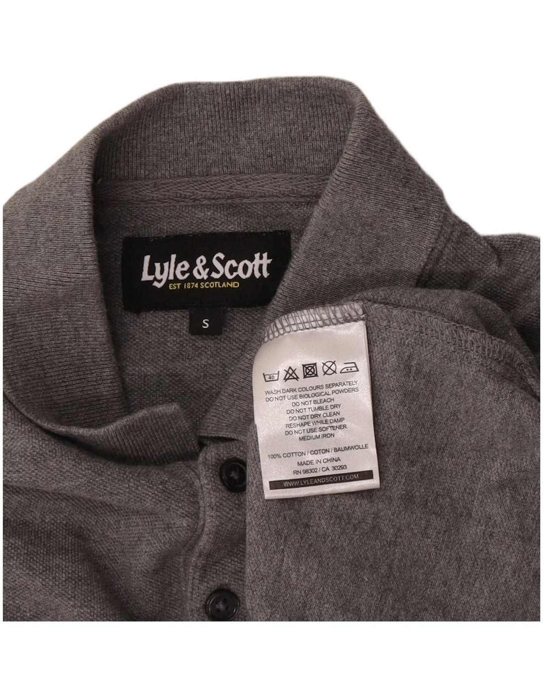 Lyle & Scott Polo à Manches Longues Homme Petit Gris Coton