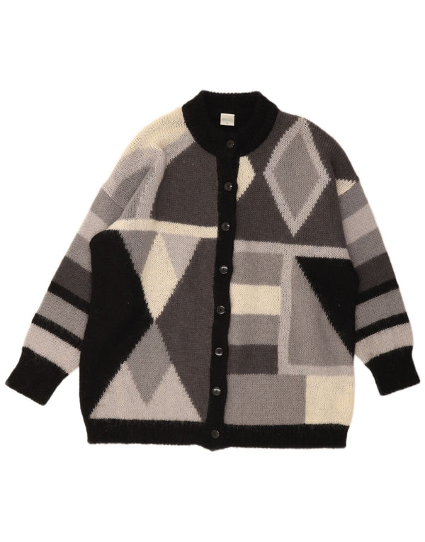 C&A Femme Canda Cardigan surdimensionné Pull UK 18 XL Gris Géométrique Acrylique