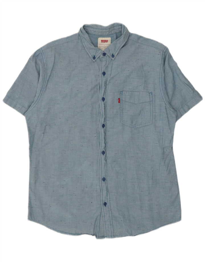Levi's Chemise à Manches Courtes Homme Large Bleu Moucheté Coton