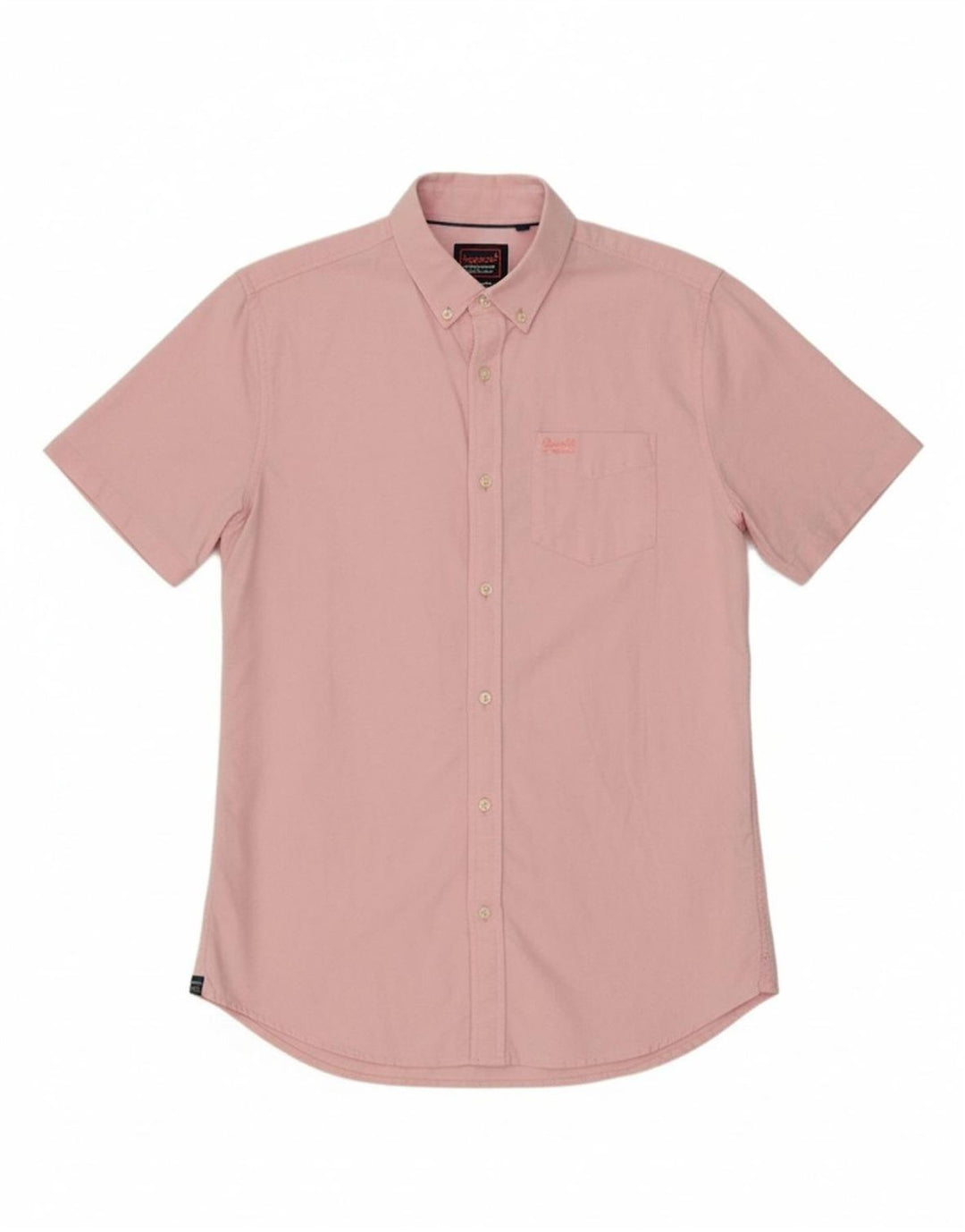 SUPERDRY Mens Regular Fit Short Sleeve Shirt Small Pink Cotton