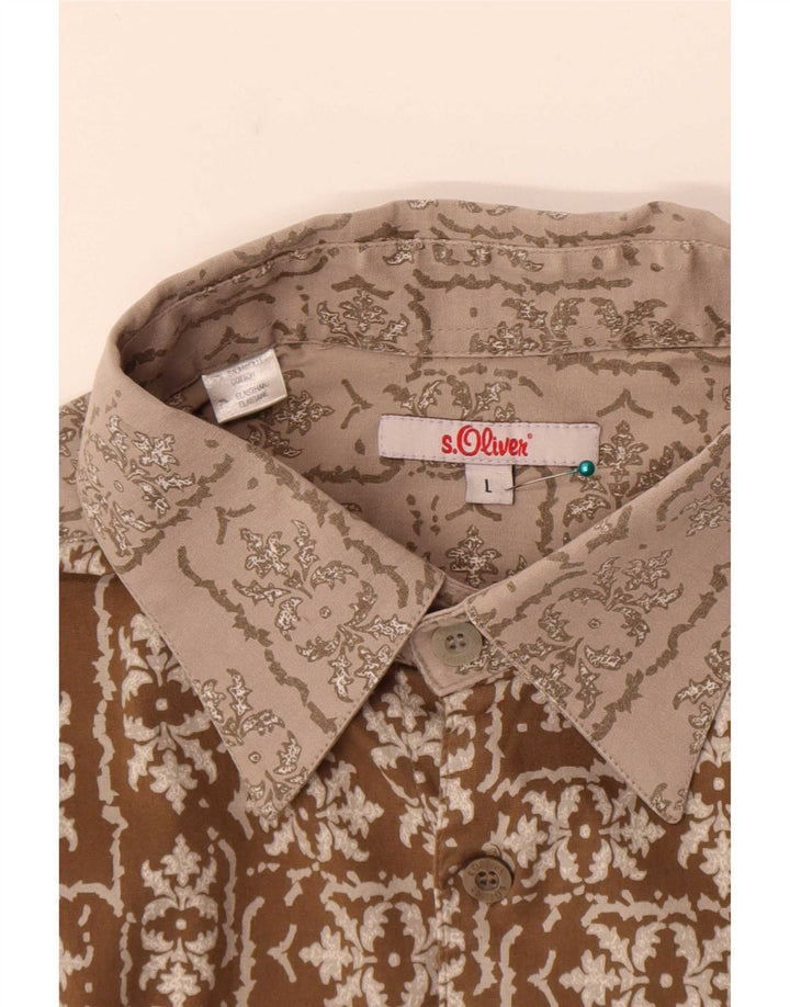 S.Oliver Chemise Homme Large Marron Floral Coton